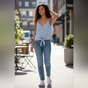 Vintage Dynamite Button Down, Front Knotted Crop Blouse